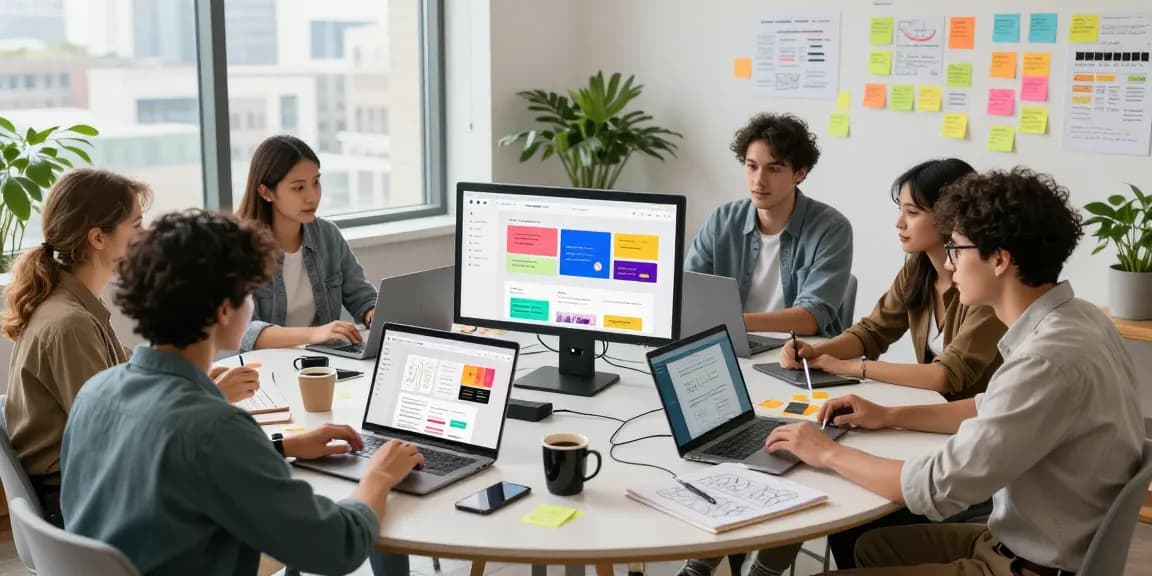 Web design company recommendation meeting in a modern office with dynamic teamwork.