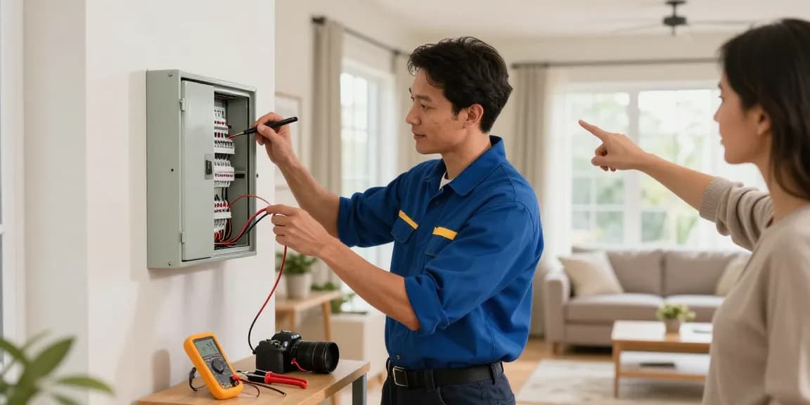 Licensed electricians near me conducting a home electrical inspection for safety and upgrades.