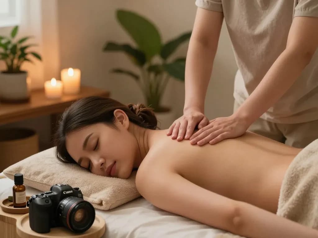 Relaxing 출장안마 session enhancing wellness and self-care in a serene home environment.