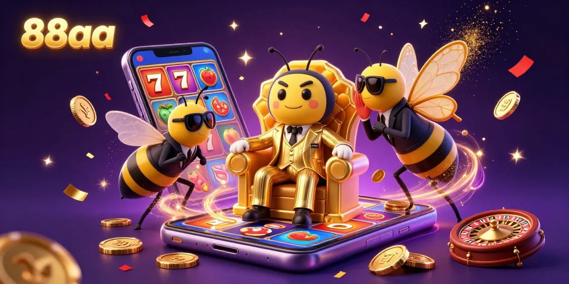 Spin to win with 88aa's vibrant slot game scene featuring a buzzing bumblebee mob boss.