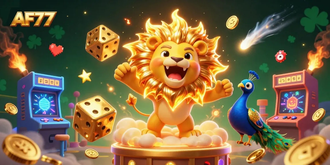 AF77 interactive casino scene showcasing top games and vibrant characters for an engaging experience