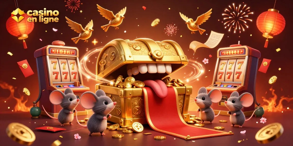 Jouez au casino en ligne avec une illustration colorée et immersive montrant des gains riches à portée de main.