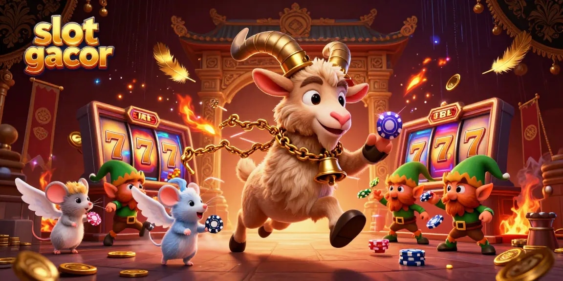 Experience the thrill of slot gacor action with festive characters in a vibrant casino.