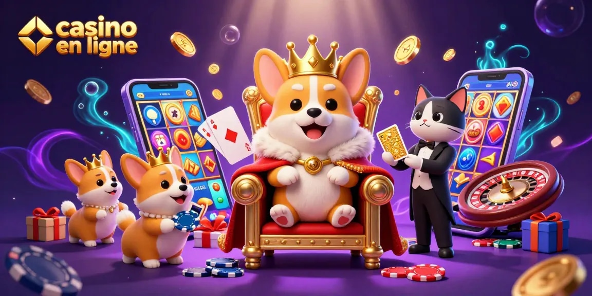 Plongez dans l'univers du casino en ligne avec une illustration 3D captivante et festive.