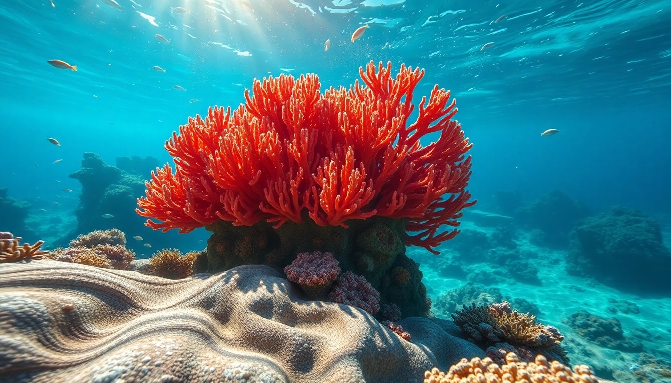 A stunning underwater scene showcasing astaxanthin explained through its vibrant marine environment and health benefits.