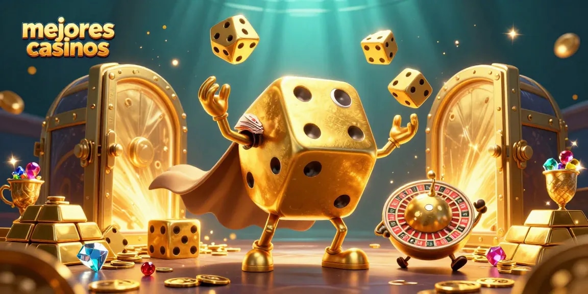 Mejores casinos: Juega y gana con el golem de dados dorados y tesoros brillantes.