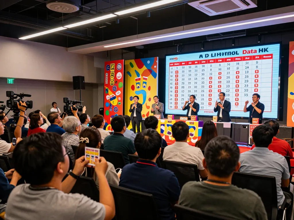 Live lottery event showcasing Data HK results, excited crowd anticipating draws.