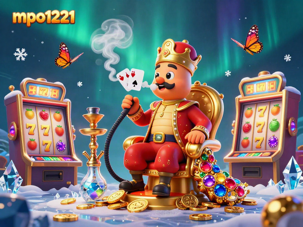 Experience mpo1221 with vibrant slot machines and a magical caterpillar sultan in this dynamic scene.