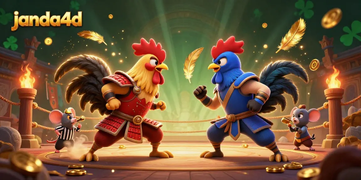 Janda4d menghadirkan duel sengit antara ayam petarung yang dramatis, dengan nuansa kasino yang penuh warna.