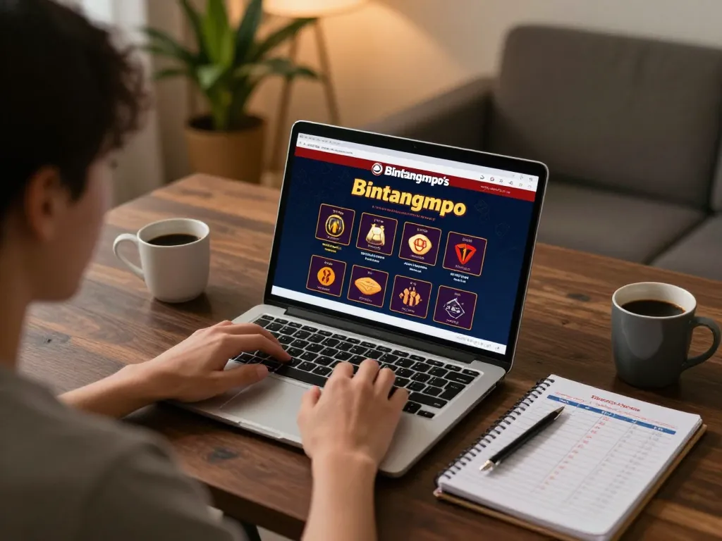 Pemain Bintangmpo merencanakan taruhan selama sesi permainan online di rumah