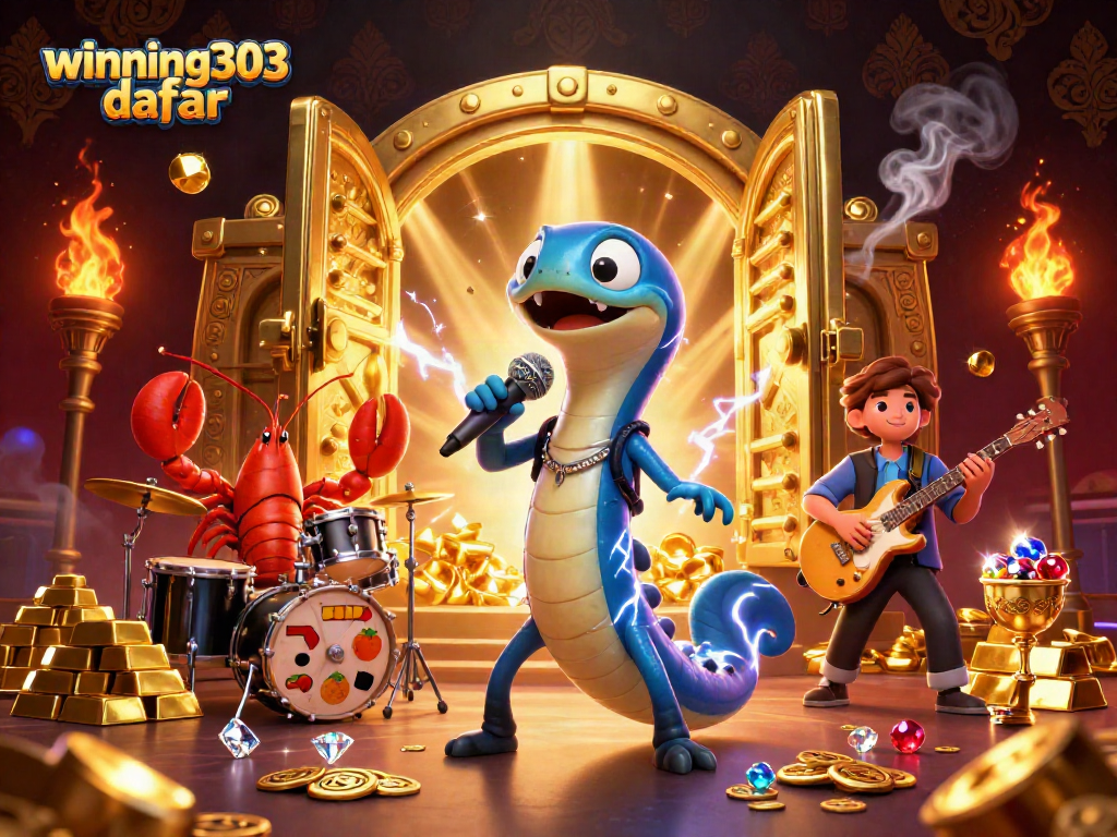 Experience winning303 daftar with a lively underwater casino scene featuring an electric eel DJ.