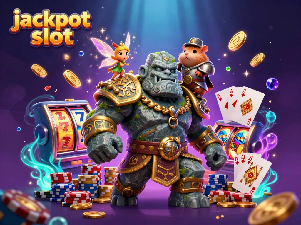 Experience the thrill of jackpot slots as cascading coins and lucky symbols spark magic in this vibrant illustration.