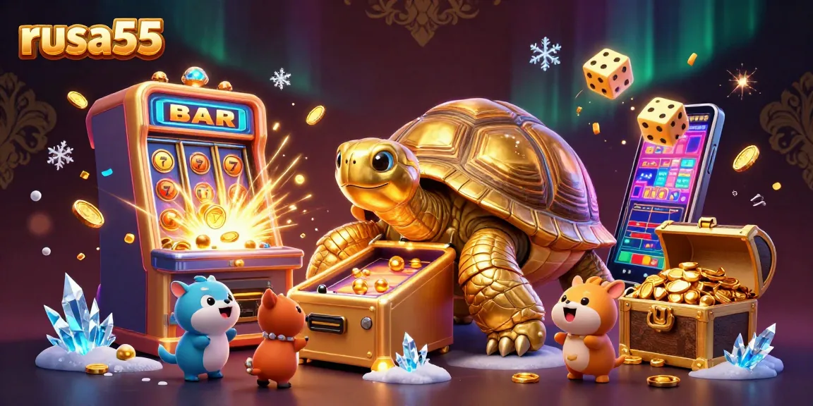 Spin the reels for jackpots at rusa55 with golden tortoise and exciting casino elements!