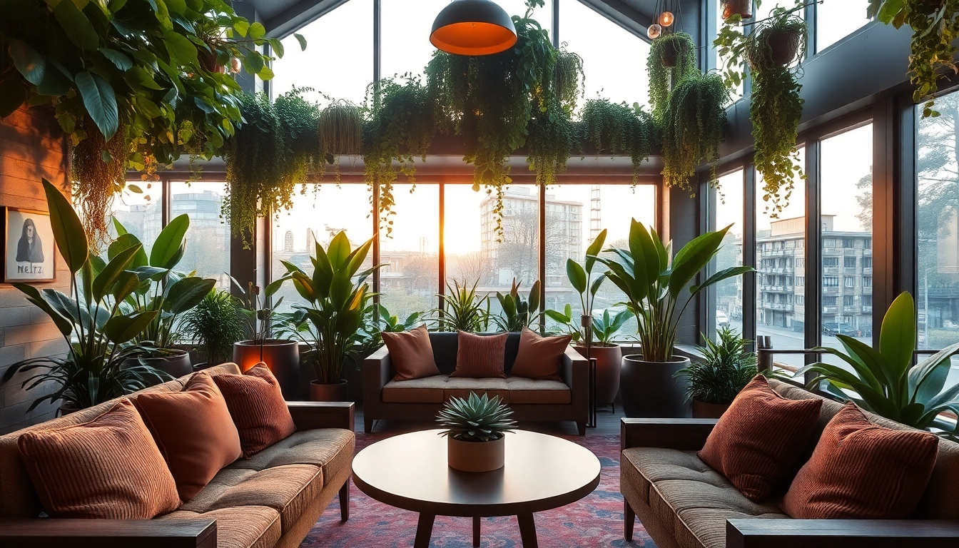 Enjoy the welcoming atmosphere at Meltz Social Club Madrid: with contemporary decor and vibrant greenery.