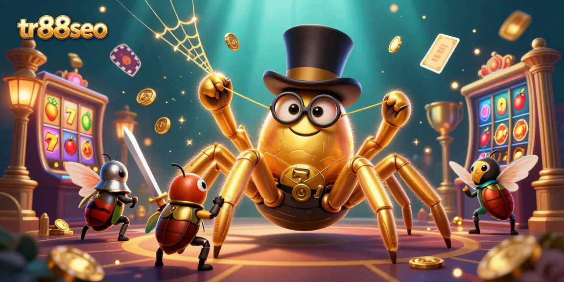 Engage with tr88seo's captivating casino experience, featuring vibrant slots and golden characters.