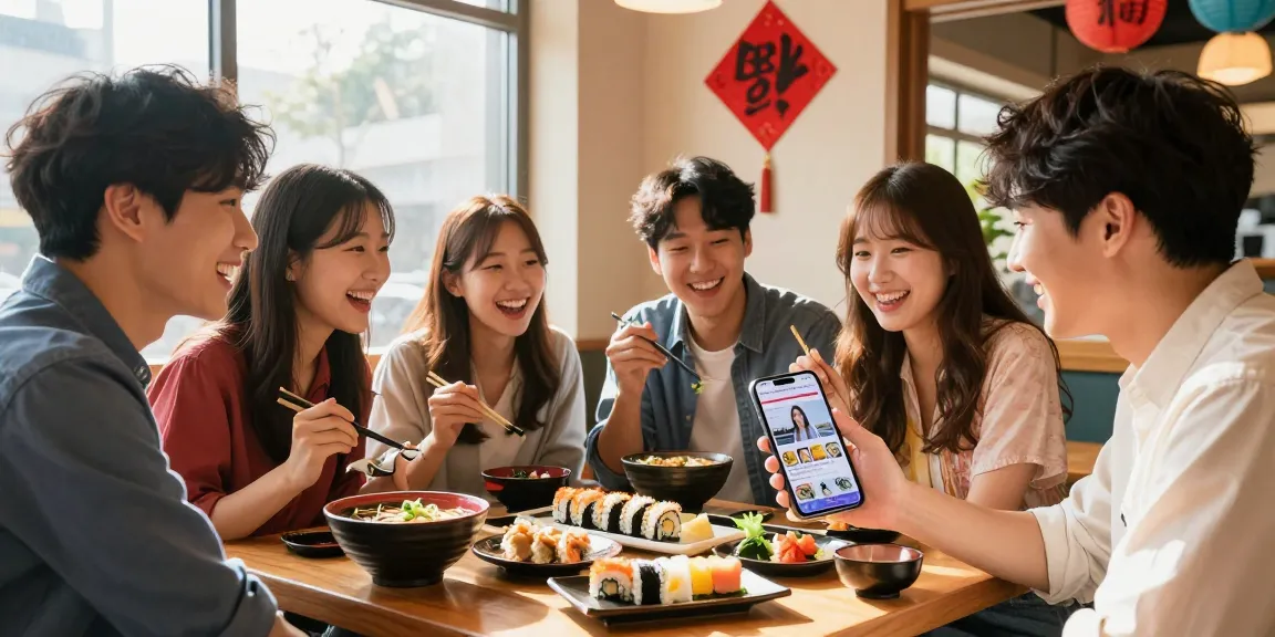 Experience cultural connections at https://hanadultalk.com with friends enjoying Asian cuisine and entertainment.