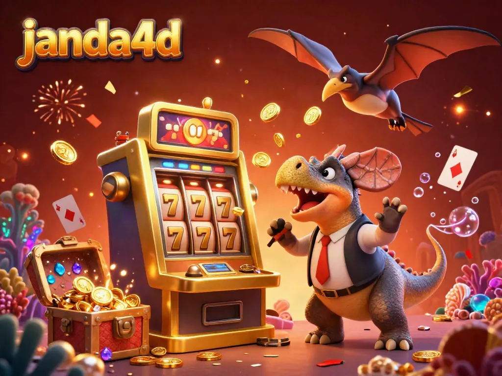 Menangkan jackpot di janda4d dengan pachycephalosaurus yang menyerang mesin slot emas di kasino.
