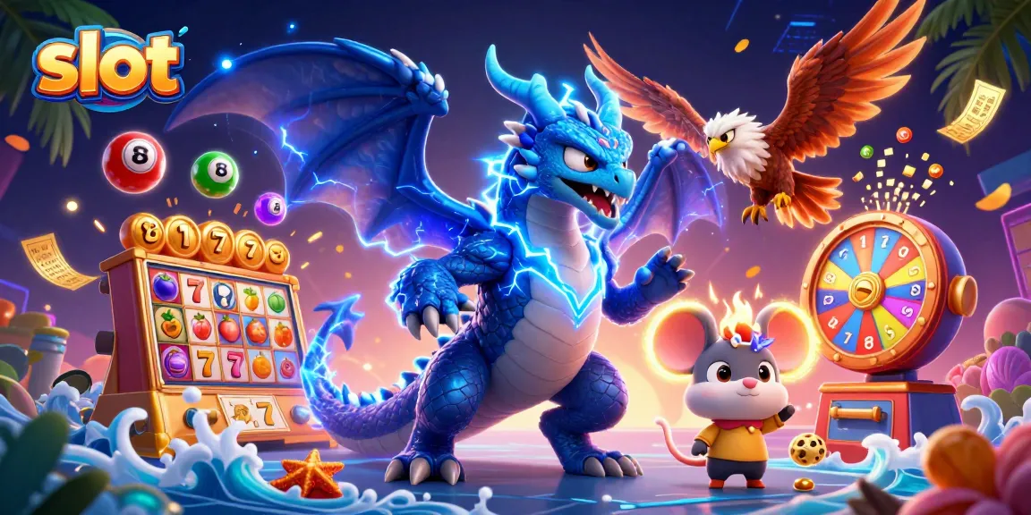Slot online Gacor menampilkan naga dan elemen permainan yang dinamis, menarik bagi pemain.