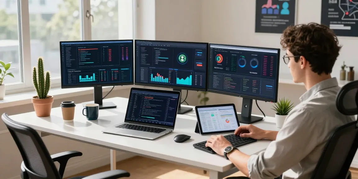 Professional workspace showcasing cika4d digital finance analytics with modern tech setup.