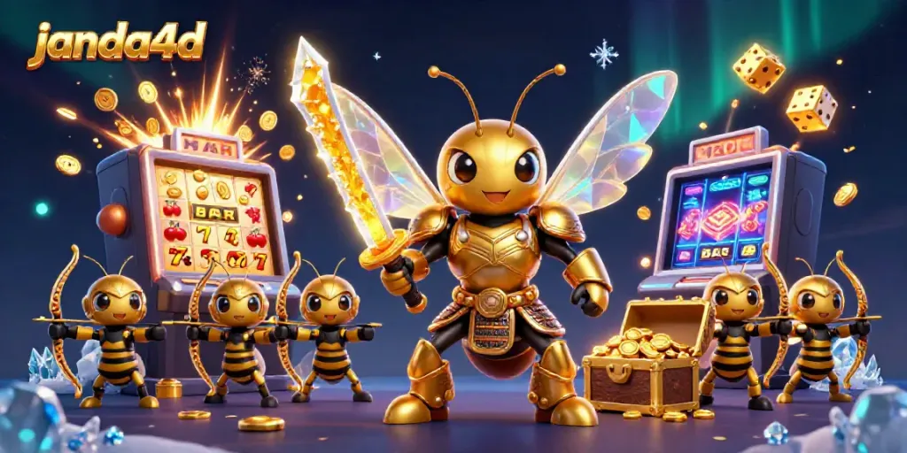 Permainan slot janda4d dengan simbol jackpot dan karakter hero animasi memperlihatkan sensasi judi online yang mendebarkan