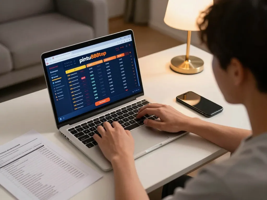Engaging in strategic online betting at pintu888top with a focused gaming setup.