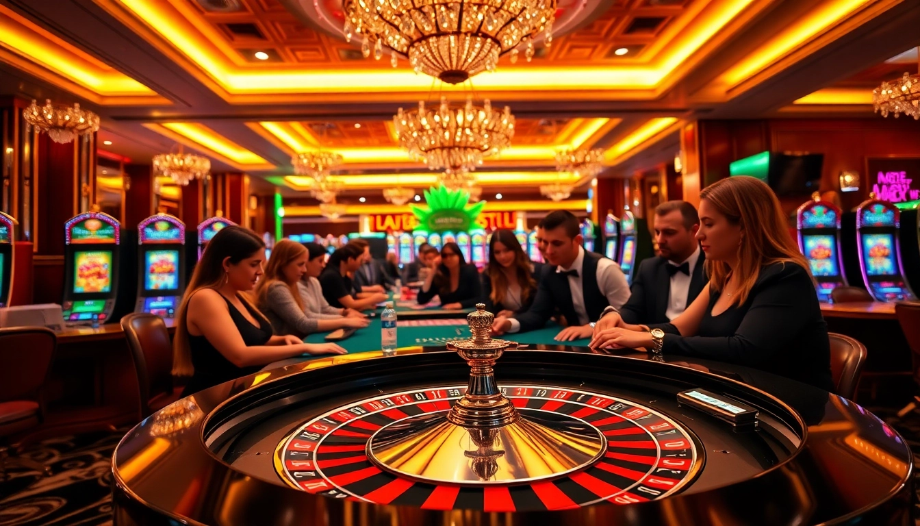 Engaged players at a Non gamstop casino UK roulette table in an elegant setting.