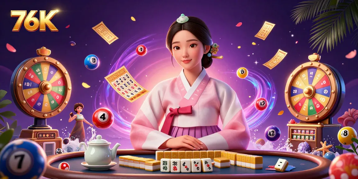 Play and win big with 76K's vibrant lottery and gaming elements in action.