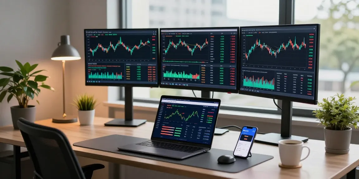 Trusted cloud mining company trading setup with cryptocurrency charts and digital wallets