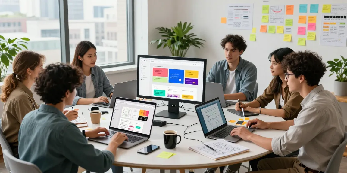 Web design company recommendation meeting in a modern office with dynamic teamwork.
