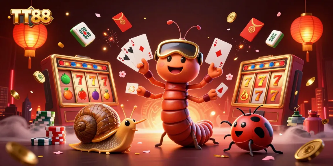 Engage with exciting TT88 slots featuring a dynamic dealer and high-roller characters in a vibrant casino scene.
