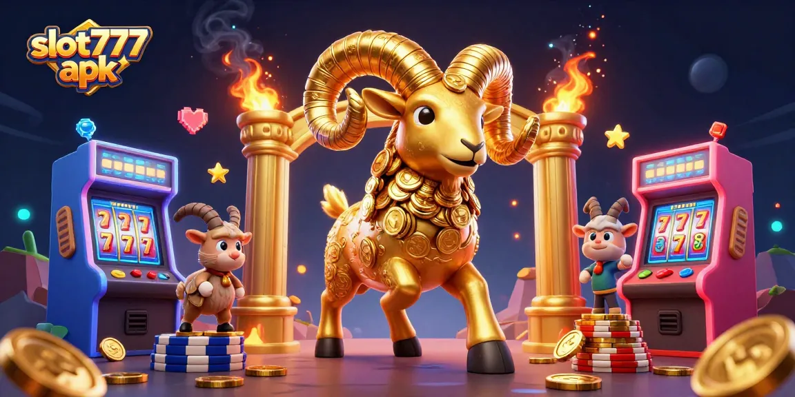 Experience the excitement of slot777 apk with vibrant casino elements and golden characters.