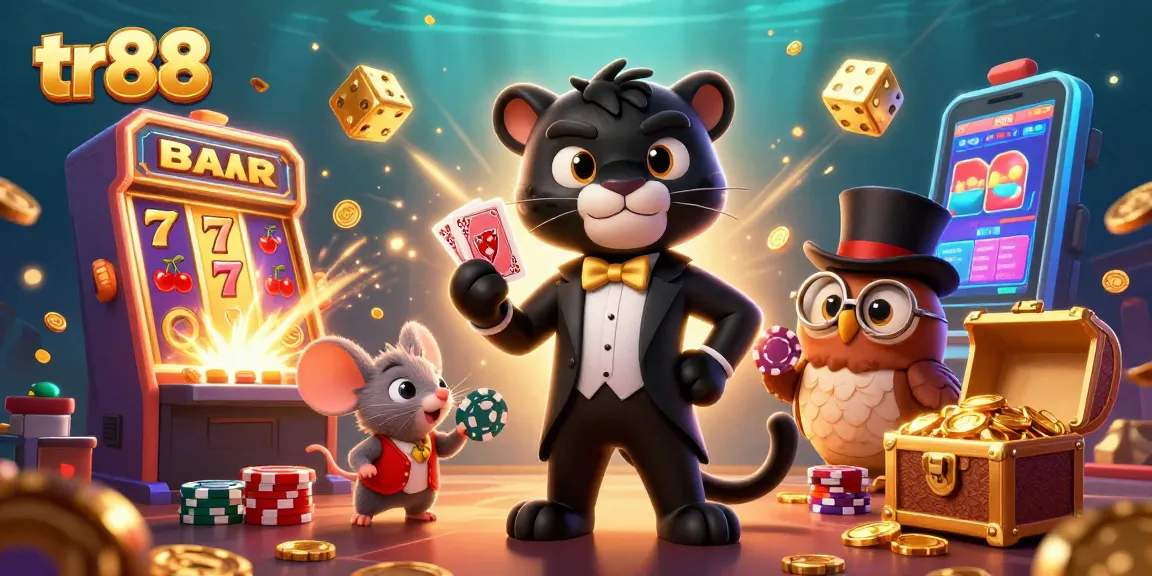 Experience the thrilling action of tr88 casino with a stylish black panther dealer and vibrant slot machines.