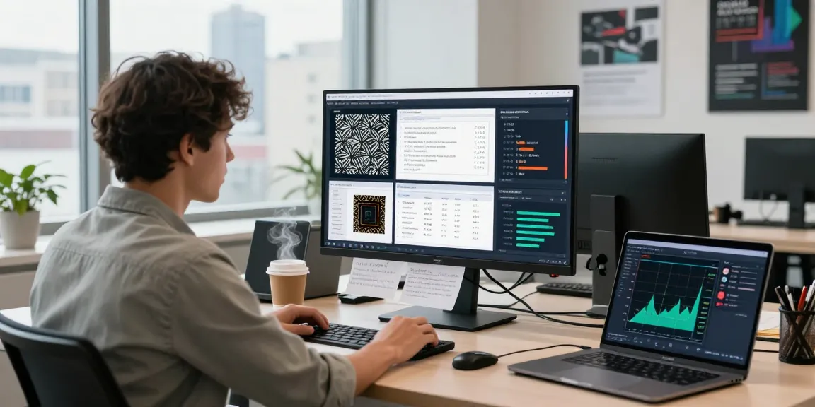 Use the free ai image detector to analyze AI-generated images at a modern workspace.