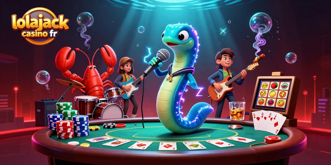 Experience thrilling gameplay at lolajack casino fr with electric eel DJ, lobster drummer, and slot machines.