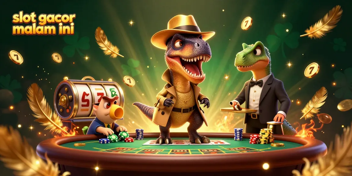 Experience thrilling gaming action with slot gacor malam ini in this vibrant, dynamic casino scene featuring playful characters.