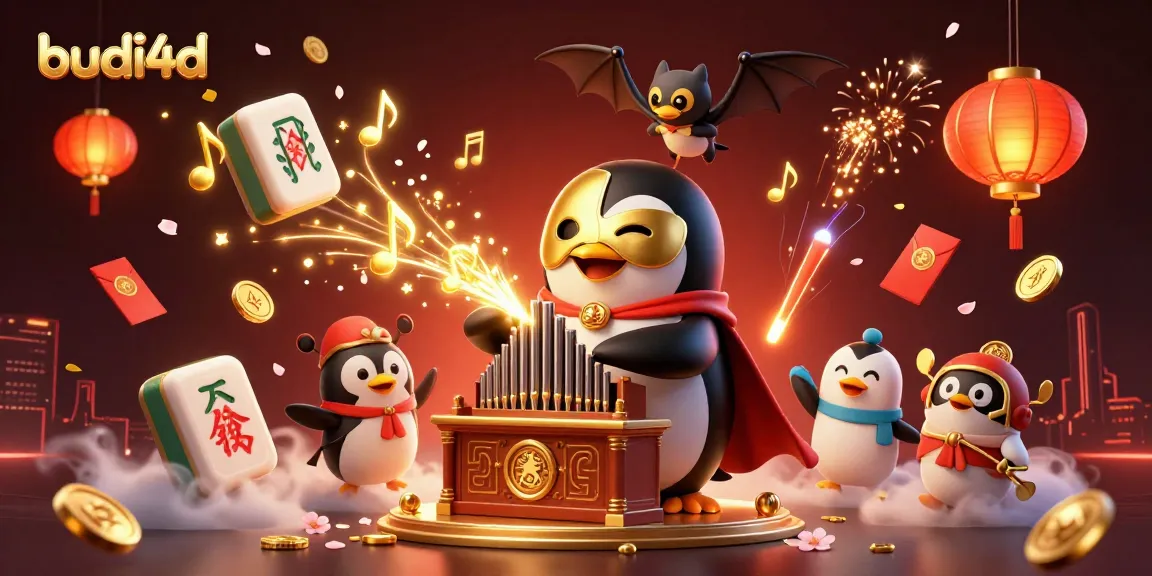 Engage with the enchanting world of budi4d where the cartoon penguin creates golden coins while enchanting bat acrobats perform.