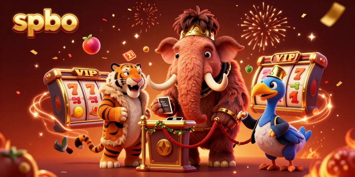 Experience the thrill of spbo gaming with a cartoon bouncer, VIP guest, and celebratory elements at the casino.