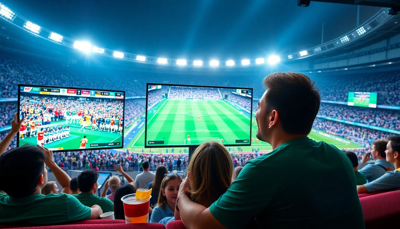 Menyaksikan bolakami world cup dengan antusiasme tinggi dan suasana stadion yang semarak.