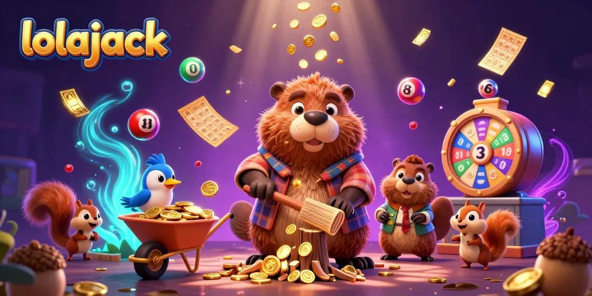 Experience the thrill of gameplay at lolajack as characters collect coins in a vibrant gambling scene.