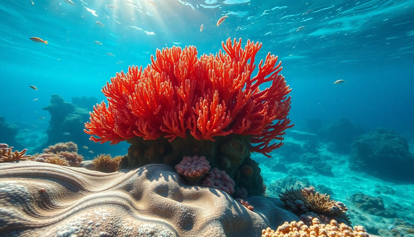 A stunning underwater scene showcasing astaxanthin explained through its vibrant marine environment and health benefits.